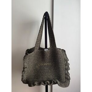 Ganni Cotton Crochet Frill Tote / Black